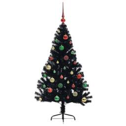Berkfield Home Beautiful Artificial Pre-lit Christmas Tree Black 150 cm PVC - thumbnail 6