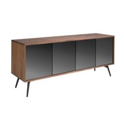 Angel Cerda Walnut Veneer Sideboard with Black Mirror Glass and in Brown