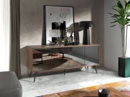 Angel Cerda Walnut Veneer Sideboard with Black Mirror Glass and in Brown - thumbnail 3