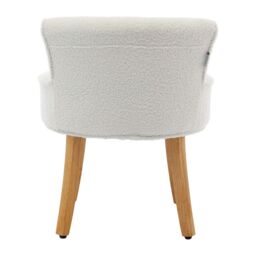 Living and Home Teddy Fleece Dressing Table Stool with Solid Wood Legs in White - thumbnail 9