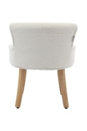 Living and Home Teddy Fleece Dressing Table Stool with Solid Wood Legs in White - thumbnail 5