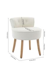 Living and Home Teddy Fleece Dressing Table Stool with Solid Wood Legs in White - thumbnail 2