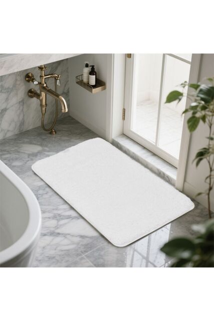 Living and Home Non-Slip Polyester Bath Mat in White - Size: 50 x 80 cm - image 1