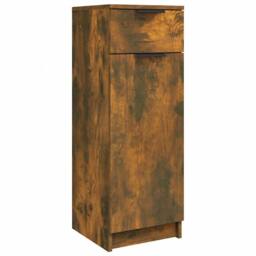 Berkfield Home Classic Bathroom Cabinet Smoked Oak 32x34x90 cm Engineered Wood in Brown - Size: 32 x 34 x 90 cm - thumbnail 3