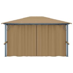 Berkfield Home Gazebo with Curtain 400x300 cm Taupe Aluminium in Beige - thumbnail 6