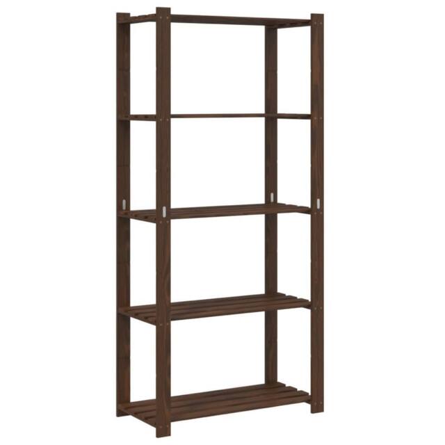 Berkfield Home 5-Tier Storage Rack Brown 80x38x170 cm Solid Wood Pine - Size: 80 x 38 x 170 cm - image 1