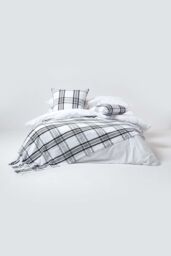Homescapes Tartan Pattern Cushion Cover in White - Size: 60 cm x 60 cm - thumbnail 4
