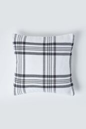 Homescapes Tartan Pattern Cushion Cover in White - Size: 60 cm x 60 cm - thumbnail 1