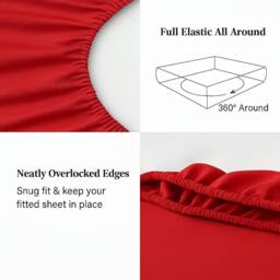 "Homes-Linen Extra Deep 16""/40cm Polycotton Easy Care Fitted Sheet in Red - Size: Double" - thumbnail 2