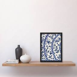 Artery8 Owen Jones Elegant Blue Flower Bird China Pattern Framed Art Print - Size: A4 - thumbnail 4