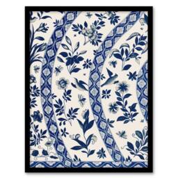 Artery8 Owen Jones Elegant Blue Flower Bird China Pattern Framed Art Print - Size: A4 - thumbnail 1