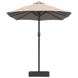 Berkfield Home Garden Parasol Folding Taupe 385 x 209 x 244 cm Fabric - thumbnail 5