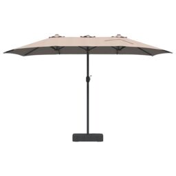 Berkfield Home Garden Parasol Folding Taupe 385 x 209 x 244 cm Fabric - thumbnail 4