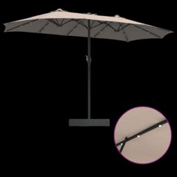 Berkfield Home Garden Parasol Folding Taupe 385 x 209 x 244 cm Fabric - thumbnail 9