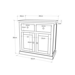 Cabinet Bits Rocca Grey 2 Drawer 2 Door Sideboard Brass Knob - thumbnail 2