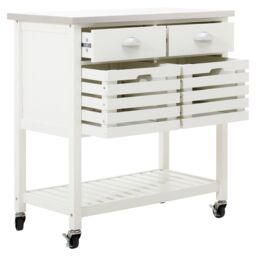 Orsina Compact Grey Kitchen Trolley, Sturdy Kitchen Trolley For Entertaining Guests, Versatile Kitchen Trolley in White - thumbnail 2