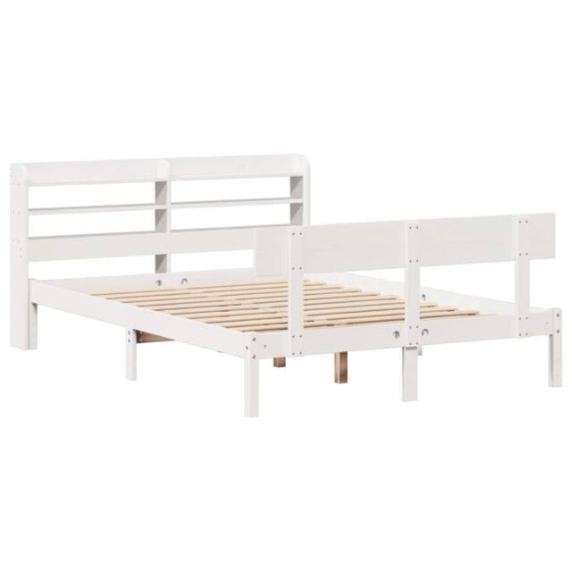 Berkfield Home Beautiful Bed Frame without Mattress White 135x190 cm Double Soli - image 1