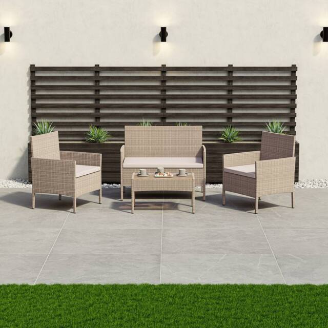 Home Discount Garden Vida Kendal 4 Piece Rattan Garden Furniture Set in Natural - image 1