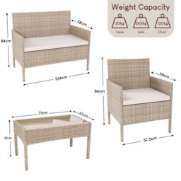Home Discount Garden Vida Kendal 4 Piece Rattan Garden Furniture Set in Natural - thumbnail 3