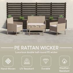 Home Discount Garden Vida Kendal 4 Piece Rattan Garden Furniture Set in Natural - thumbnail 5