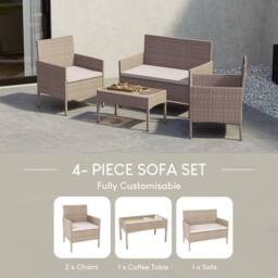 Home Discount Garden Vida Kendal 4 Piece Rattan Garden Furniture Set in Natural - thumbnail 6