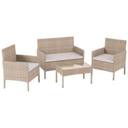 Home Discount Garden Vida Kendal 4 Piece Rattan Garden Furniture Set in Natural - thumbnail 8