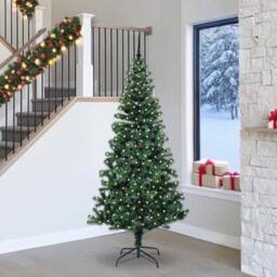 Berkfield Home Artificial Pre-lit Christmas Tree Green 240 cm PVC & Metal