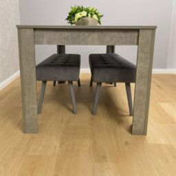 KOSY KOALA Dining Table Set Of Modern Grey Table & 2 Grey Velvet Benches Dining Room Furniture in Brown