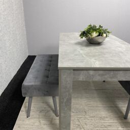 KOSY KOALA Dining Table Set Of Modern Grey Table & 2 Grey Velvet Benches Dining Room Furniture in Brown - thumbnail 8