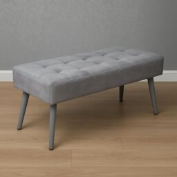 KOSY KOALA Dining Table Set Of Modern Grey Table & 2 Grey Velvet Benches Dining Room Furniture in Brown - thumbnail 4