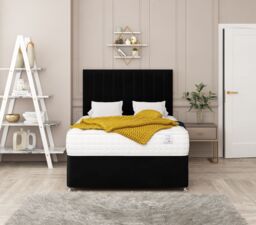 "Bed Choices Alaska Divan Bed 2 drawers, Mattress & 54"" Floor Standing Headboard in Black - Size: Super King" - thumbnail 2