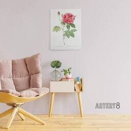 "Artery8 French Rose Illustration Redoute Vintage Canvas Wall Art in White - Size: W18"" x H24""" - thumbnail 3