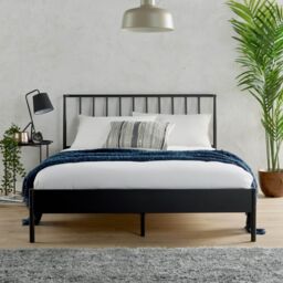 Home Source Metal Frame Bed & Mattress Bedroom Furniture Headboard Black - Size: King - thumbnail 5