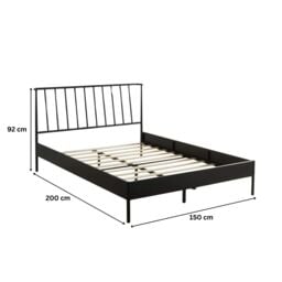 Home Source Metal Frame Bed & Mattress Bedroom Furniture Headboard Black - Size: King - thumbnail 4