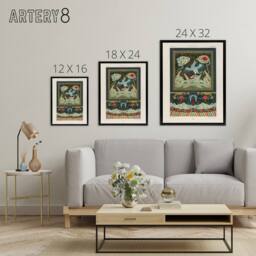 "Artery8 Chinese Patterns with Birds Racinet Black Framed Canvas Wall Art - Size: W24"" x H32""" - thumbnail 4