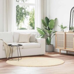 Berkfield Home Shaggy Rug High Pile NAVARRA Cream 160x160 cm Polyester - Size: Medium - thumbnail 1