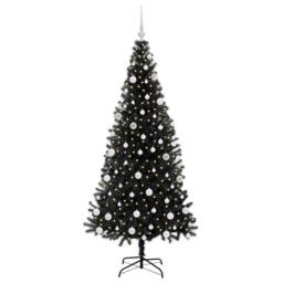 Berkfield Home Christmas Tree with 300 LEDs with Stand Black 180 cm PVC - thumbnail 3