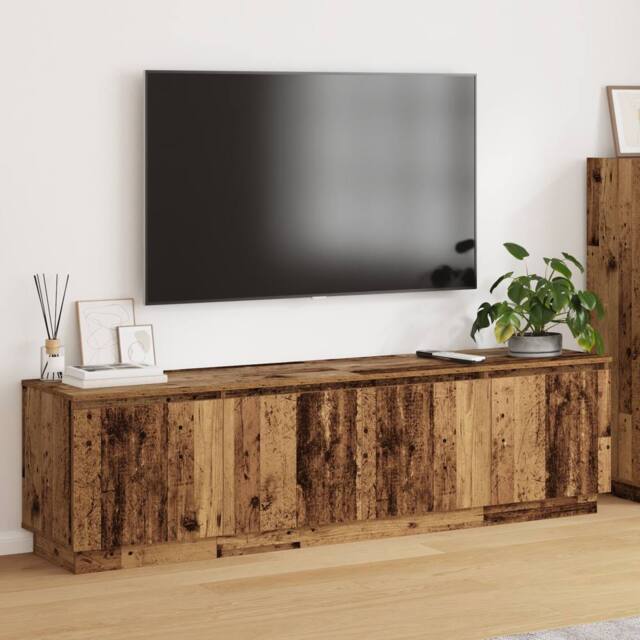 Berkfield Home TV Cabinet with LED Old Wood 180x38x49 cm Engineered Wood in Brown - Size: 180 x 38 x 49 cm - image 1