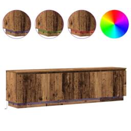 Berkfield Home TV Cabinet with LED Old Wood 180x38x49 cm Engineered Wood in Brown - Size: 180 x 38 x 49 cm - thumbnail 4