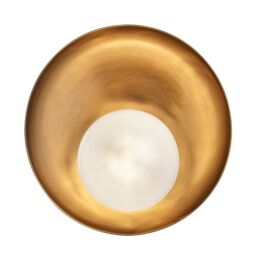 Industville Hayle Outdoor & Bathroom Round Diffuser Wall Light - Brass in Metallic Gold - Size: 8 inches