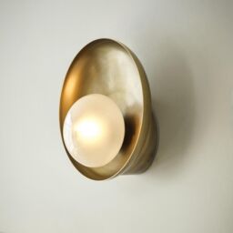Industville Hayle Outdoor & Bathroom Round Diffuser Wall Light - Brass in Metallic Gold - Size: 8 inches - thumbnail 2