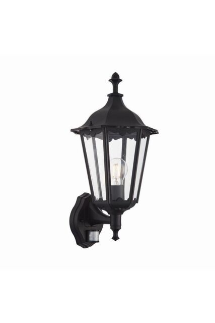 Netlighting Burford 1 Light Outdoor Wall Lantern Matt Black Paint Glass IP44 E27 - image 1