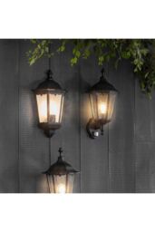 Netlighting Burford 1 Light Outdoor Wall Lantern Matt Black Paint Glass IP44 E27 - thumbnail 5