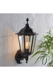 Netlighting Burford 1 Light Outdoor Wall Lantern Matt Black Paint Glass IP44 E27 - thumbnail 2
