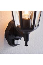Netlighting Burford 1 Light Outdoor Wall Lantern Matt Black Paint Glass IP44 E27 - thumbnail 3