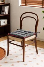 Quilted Pom Pom Edge Decor Home Chair Cushion in Grey - thumbnail 3