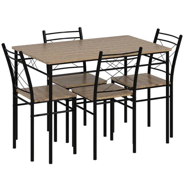 FORGEVIO 5 Piece Dining Table & Chairs Set, Space Saving, Oak in Brown - image 1