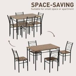 FORGEVIO 5 Piece Dining Table & Chairs Set, Space Saving, Oak in Brown - thumbnail 5