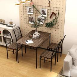 FORGEVIO 5 Piece Dining Table & Chairs Set, Space Saving, Oak in Brown - thumbnail 6