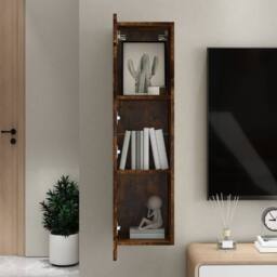Berkfield Home Wall-mounted TV Cabinet Smoked Oak 30.5x30x110 cm in Brown - thumbnail 3